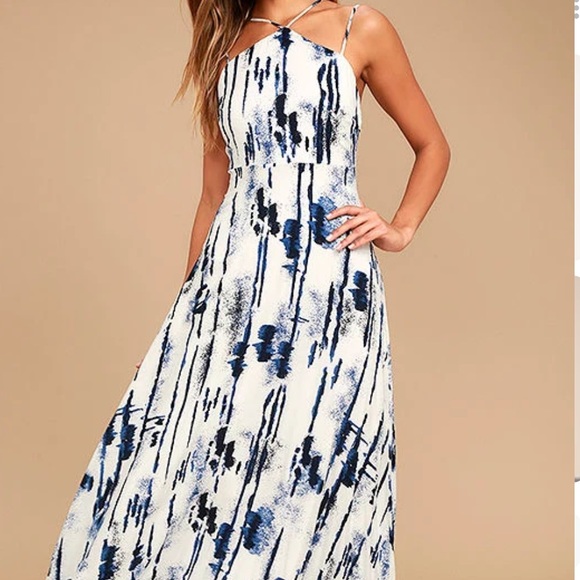 Lulu’s Sea Me Now Blue and White Print Maxi Dress, size M - Picture 6 of 8